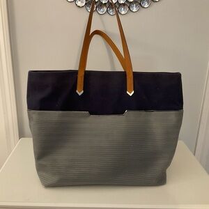 Stella & Dot Navy and Tan Striped Tote